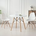 thumbnail image 3 of 5 Piece Round Dining Table Set for 4, Mid-Century Modern Kitchen Table with 4 Chairs for Home, Apartment, Plastic Seats, Space Saving, Wood Legs, 3 of 9