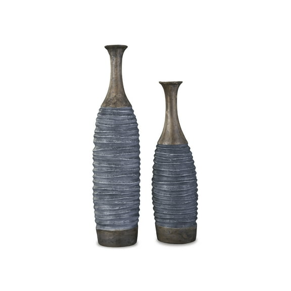 Signature Design by Ashley Blayze Decorative Vase Set, Sculptural Modern Texture, Composite Paper Material, Set of 2