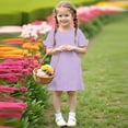 thumbnail image 5 of Short Sleeve Dresses for Toddlers Girls Size 3-12 Kids Cute Plaid Printed Pullover Crewneck Going-Out Vacation Dress Summer, 5 of 8
