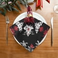 thumbnail image 2 of Satin Native Fab Cotton Dinner Napkin Crimson and White Floral Snowflakes Reusable, 2 of 8