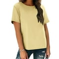 thumbnail image 5 of Womens T Shirts, Yigetop Women's Short Sleeve T Shirts Casual Solid Tops Basic Loose Crew Neck Clothes Pullover Tee T Shirts for Women Yellow 2XL, 5 of 7