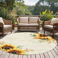 thumbnail image 5 of 7ft Round Rug, Sunflower Non-Skid Rubber Backing Large Area Rugs - Living Room Bedroom Home Office, Yellow Spring Summer Floral Farmhouse Indoor Floor Mat Carpets Washable Rug, 5 of 9