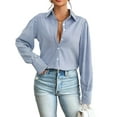 thumbnail image 1 of Blusa Zeagoo para mujer con botones y estampado de manga larga, 1 of 6