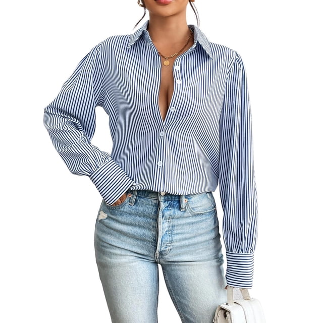 Blusa Zeagoo para mujer con botones y estampado de manga larga