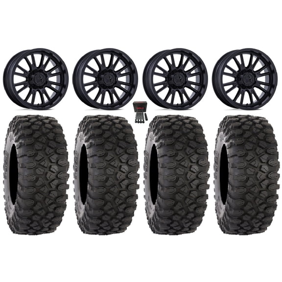 MSA Thunderlips 15" Wheels Black 35" XC450 Tires Polaris RZR Turbo R & Pro R Ranger 1500 Xpedition