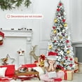 thumbnail image 4 of Gymax 8 FT Artificial Snow Flocked Pencil Christmas Tree w/ White Berries & Flowers, 4 of 10