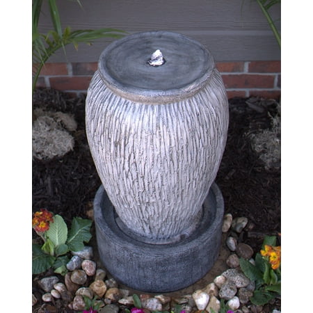 Outdoor Electric Led Lighted Stone Finish Urn Fountain Grey Outdoor Electric Led Lighted Stone Finish Urn Fountain Grey
