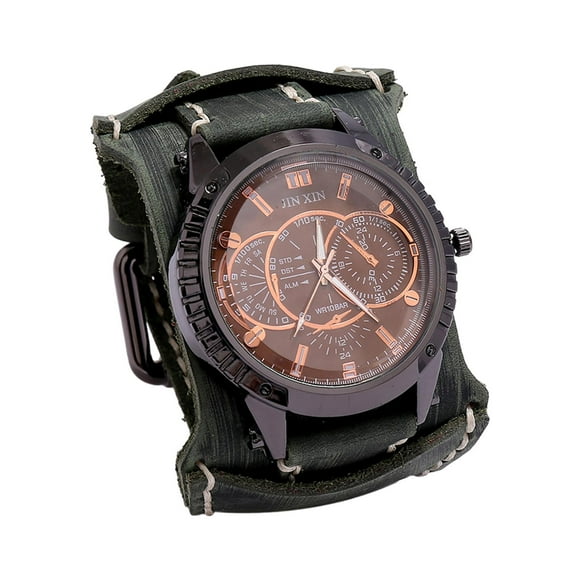 Reloj de pulsera para hombre, moderno, de banda ancha, versátil, estilo punk. Verde
