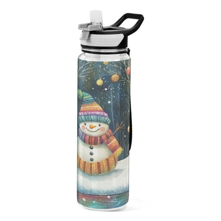 

Sports Water Bottle 1000ML Tritan Food Grade Clear Water Bottle Fitness Outdoor Sports Bike Colorful Hat Christmas Snowman