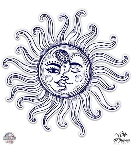 Sun Moon Celestial - 5" Vinyl Sticker - For Car Laptop I-Pad ...