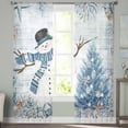 thumbnail image 3 of Coastal Christmas Semi Sheer Curtains 72 Inch Length 2 Panels Set,Beach Coral Snowman Xmas Tree Blue Wood Sheer Kitchen Curtain Privacy Voile Window Curtain for Living Room Bedroom Rod Pocket Drapes, 3 of 7