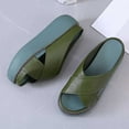 thumbnail image 5 of Lovskoo 2024 Women's Platform Slippers Plus-Size Cross Casual Comfortable Sandals Slippers Shoes Green, 5 of 8