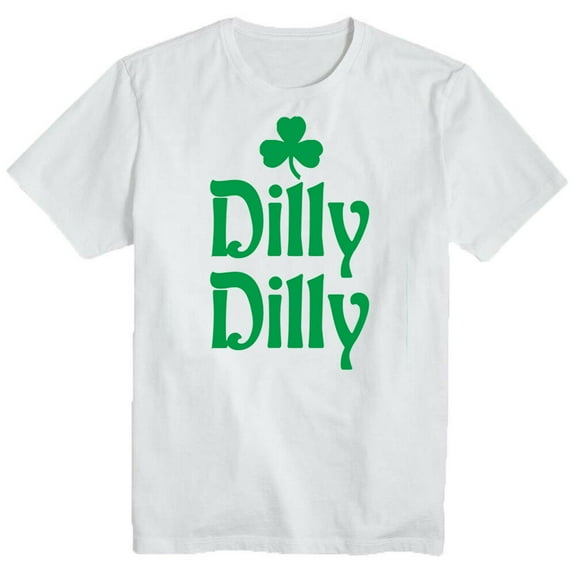Dilly Dilly Clover Printed St. Patrick's Day Tshirt Irish Party White Tee Small