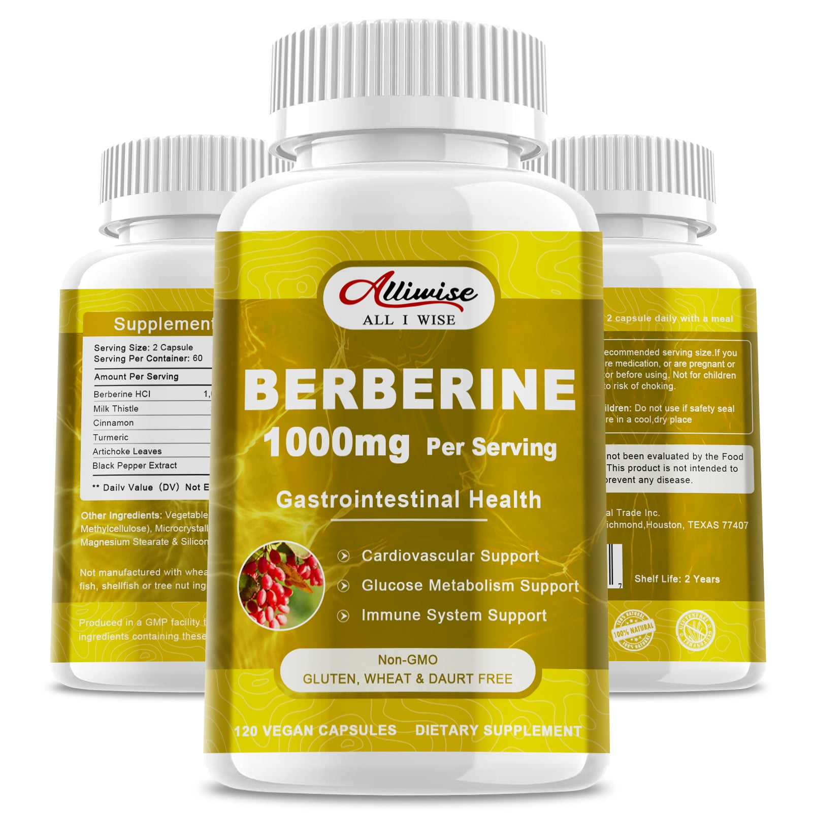 (2 Pack)Berberine Supplements, Plus Ceylon Cinnamon,Berberine HCI for Blood Sugar Support, Immune & Gut Health, 120 Pills
