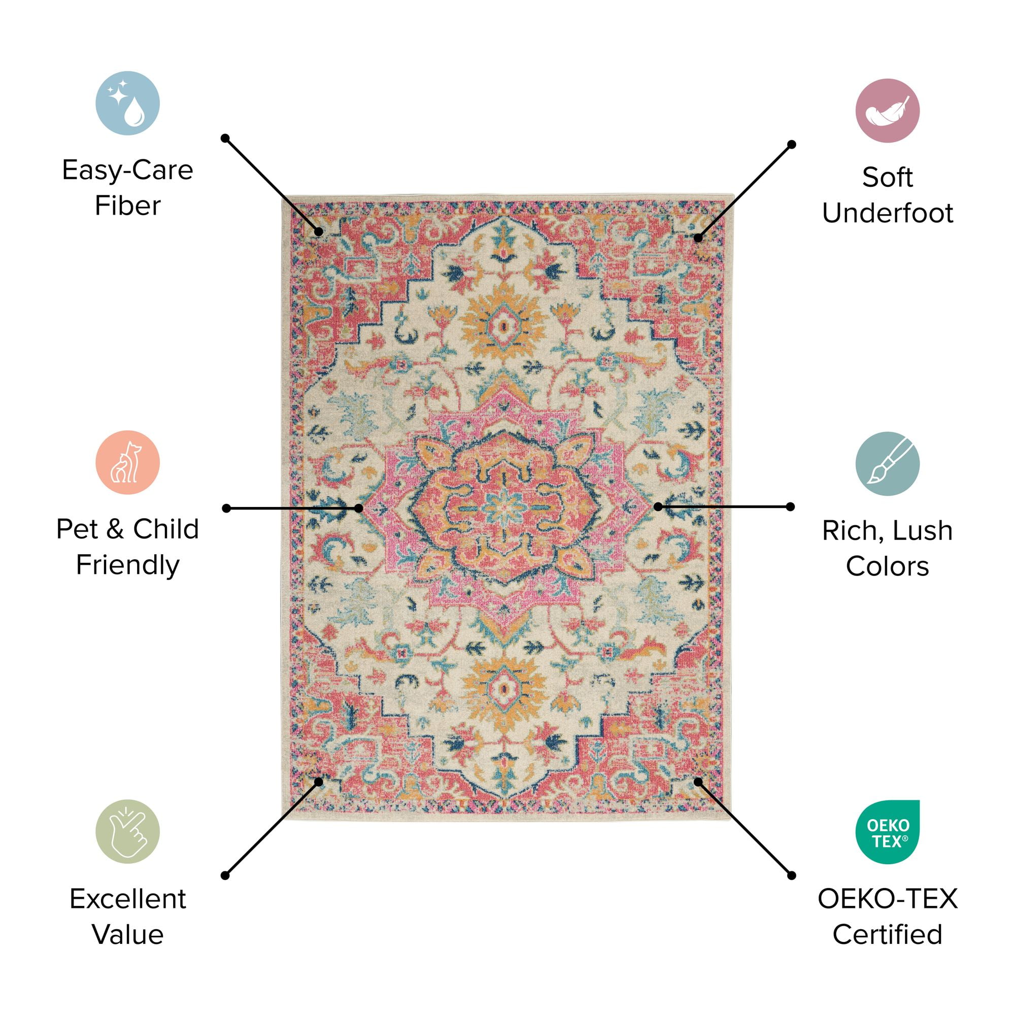 Nourison Passion Persian Fuchsia 8' x ROUND Area Rug, (8 Round)
