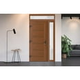 thumbnail image 2 of Front Exterior Prehung Metal-Plastic Door Frosted Glass | Manux 8111 Walnut | Side and Top Sidelite Transom | Office Commercial and Residential Doors Patio Garage 48x94 (W36+12x80+14) Right-hand, 2 of 5
