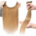 thumbnail image 4 of Benehair Human Hair Extensions Wire In Headband Hiddien Secret No Clip Weft One Piece Remy Hair Straight Women Blonde, 4 of 13