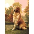 thumbnail image 1 of Cuadro de diamantes de bricolaje Golden Retriever sentado cuadro de diamantes de imitación redondo completo Tmvgtek Oficina Multiescena Multifunción, 1 of 9