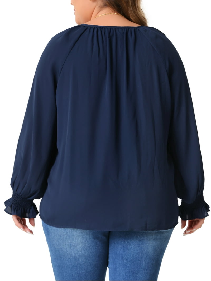 Agnes Orinda Plus Size Blouses for Women Casual V Neck Tops