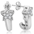 thumbnail image 1 of 1/2ct Star Shape Diamond Hoops 14K White Gold 3/4" Tall, 1 of 2