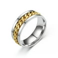 thumbnail image 3 of Silver/Gold/Black/Blue/Rainbow Chain Spinner Band Male Stainless Steel Mens Ring, 3 of 8