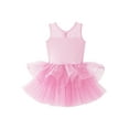 thumbnail image 4 of Yartina Girls Sleeveless Shiny Sequined Mesh Gymnastic Leotard Ballet Dance Tutu Dress Pink 14, 4 of 7