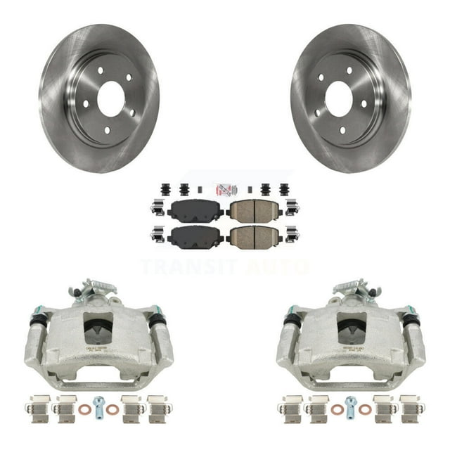 Transit Auto Rear Disc Brake Caliper Rotors and Ceramic Pads Kit for Car 2017-2018 Dodge Grand Caravan with Single Piston Front KC8-101152N