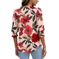 thumbnail image 6 of Xdegoge 3/4 Sleeve Tops for Women Plus Size Floral V Neck T Shirt Summer Fashion Tunic Shirts Dressy Casual Loose Fit Blouses, 6 of 8
