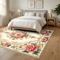 thumbnail image 3 of ODIKA 6'x9' Ultra-Soft Area Rug, Playroom Vintage Coquette Scroll Border Aesthetic Pink Dorm Boho None Washable, Bare feet friendly, Silk-Touch for Guest Room, Bedroom, 3 of 7