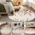 thumbnail image 5 of Round Rugs 5Ft, Brown Orange Eucalyptus Round Area Rug Washable Indoor Throw Carpet, Farmhouse Weeping Leaves Linen Soft Non Slip Circle Rug for Cabinet Bathroom Home Decor Aesthetic, 5 of 8