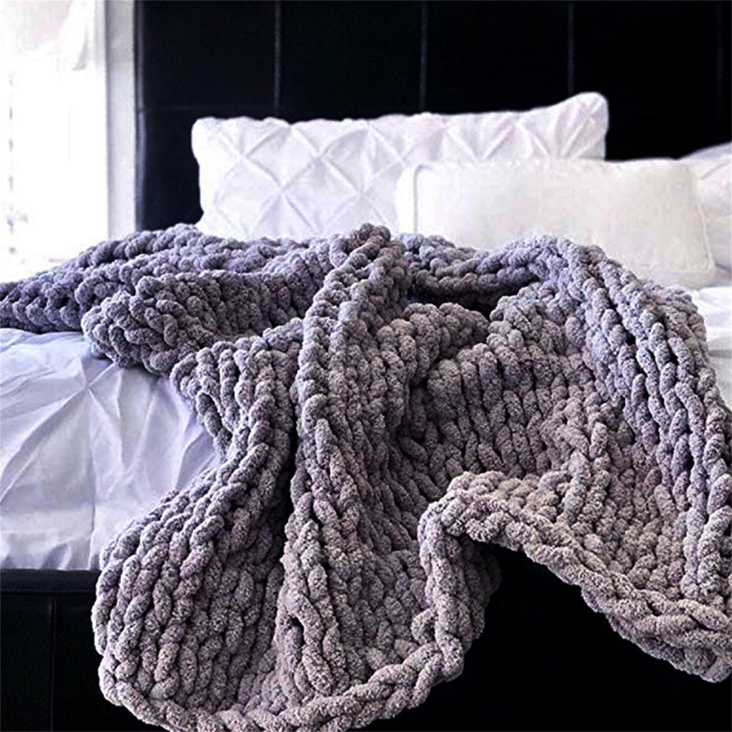 Lowestbest Chunky Knit Blanket, Handmade Warm Soft Throw Blanket, Cable Knit Blanket - Light Grey (47" x 59") Lowestbest Chunky Knit Blanket, Handmade Warm Soft Throw Blanket, Cable Knit Blanket - Light Grey (47" x 59")