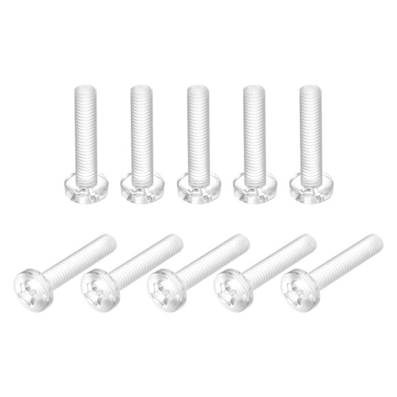 Unique Bargains M6x30mm Plastic Phillips Bolts PC Pan Head Machine Screws Transparent 20 Pack