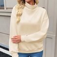 thumbnail image 7 of Sweatshirts for Women Puff Sleeve Relaxed Fit Casual Pullover with Front V Fall Versatile Comfy Tops Beige S, 7 of 7