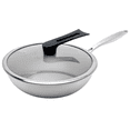thumbnail image 3 of Sarten WOK de Acero Inoxidable 3 Capas Antiadherentes y Tapa de Vidrio Templado plateado 32 cm, 3 of 6
