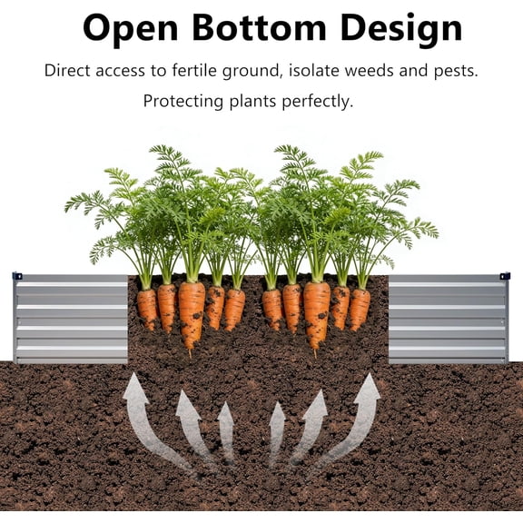 10x2x1ft(2 Pack) Galvanized Raised Garden Bed,Outdoor Planter Box Metal Patio Kit Planting Bed for Vegetables Flowers and Succulents,Silver