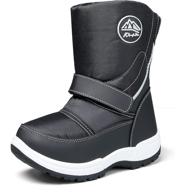 K KomForme Kids Snow Boots Waterproof Black Boys Winter Boot Little Kid