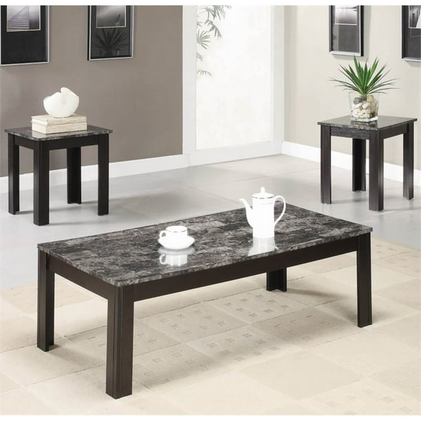 Faux Marble Top Coffee Table Set, Marble Top Coffee And End Table Set