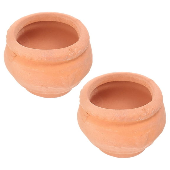 2 Pcs Self Watering Pots Miniature Flower Terracotta Clay Lightweight
