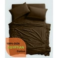 thumbnail image 2 of 1000 Thread Count, 100% Giza Egyptian Cotton Bedding Set, 4-PC Sheets Set, 22 Inch Deep Pocket of Fitted Sheet, Soft Sateen Weave Breathable - Chocolate, King, 2 of 7