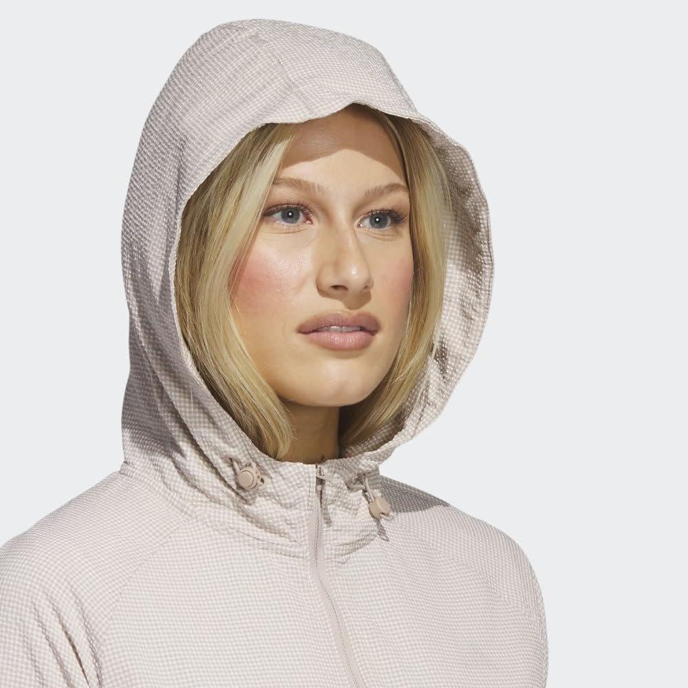 adidas Women's Standard Searsucker Quarter Zip Hoodie, Wonder Taupe, X-Small