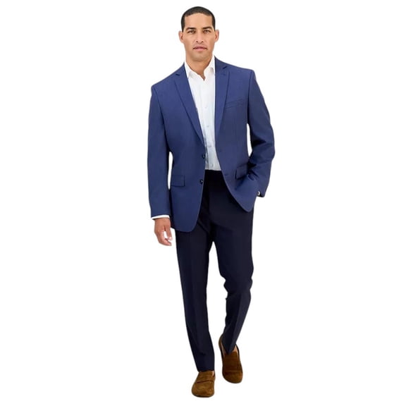 Alfani Mens Slim fit Suit Jacket Blazer 52 L Navy Blue Solid Stretch