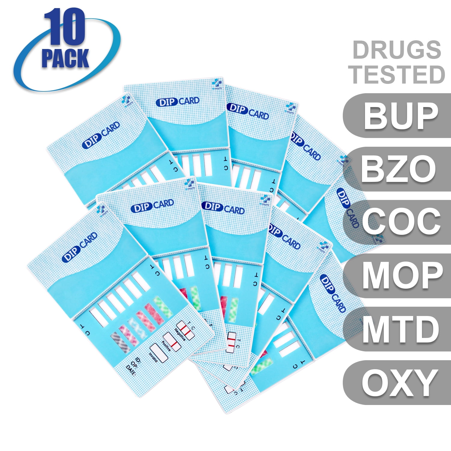 Mintegrity [10pk] - 6-Panel Dip Card Instant Urine Drug Test - (BUP/BZO/COC/MOP/MTD/OXY) #MI-WDOA-865