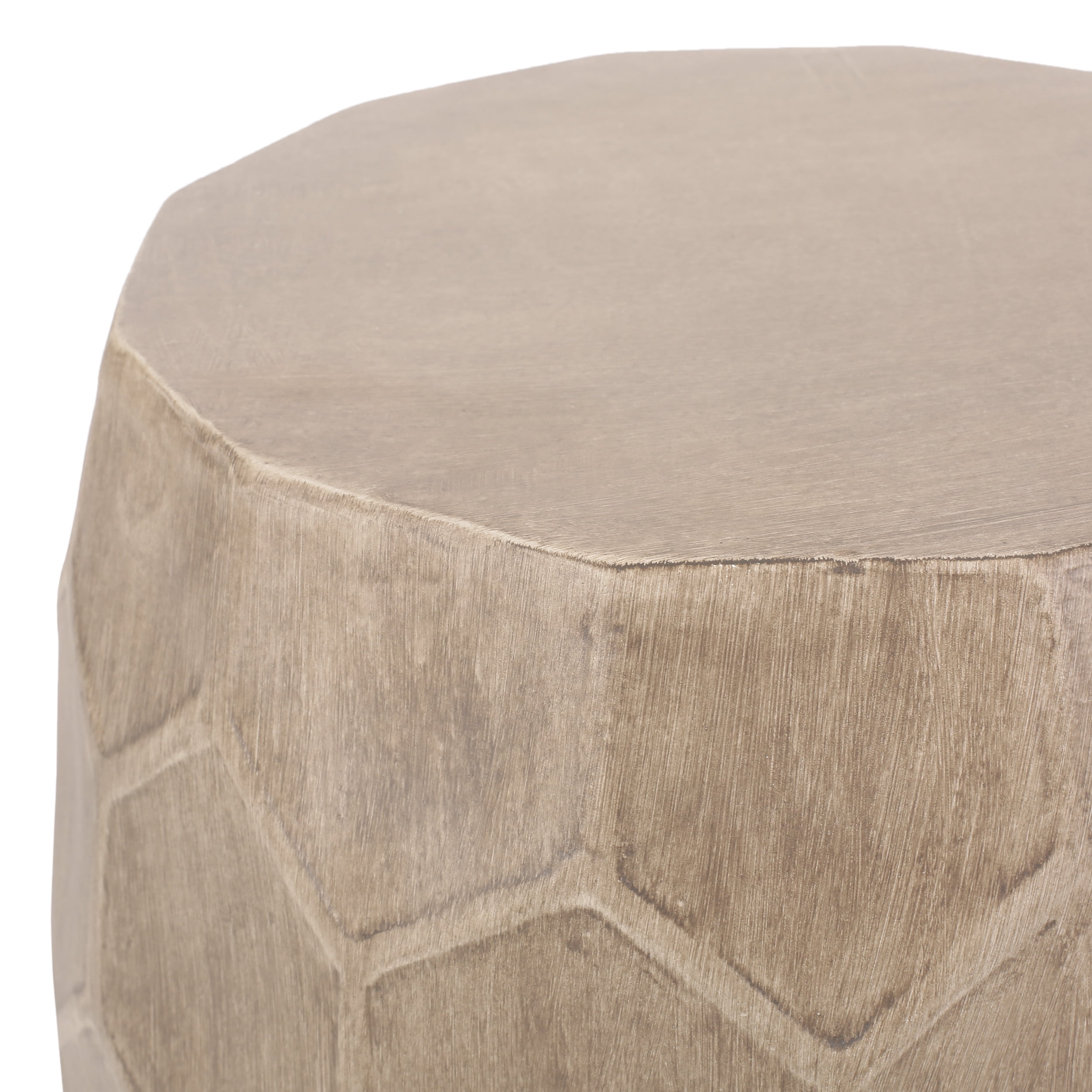Outdoor Honeycomb Pattern Side Table, Lightweight Concrete Craft for Patio Garden, Natural