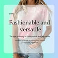 thumbnail image 3 of Femmes T-shirt Col Rond Manches Courtes T-shirt Manches Tie-dye Imprimé Casual Top, Rose, L, 3 of 6