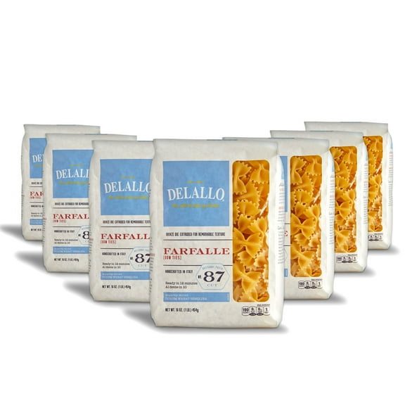 DeLallo Farfalle Bow-Tie Pasta, Non-GMO, 16 oz Bag, (7 Pack)