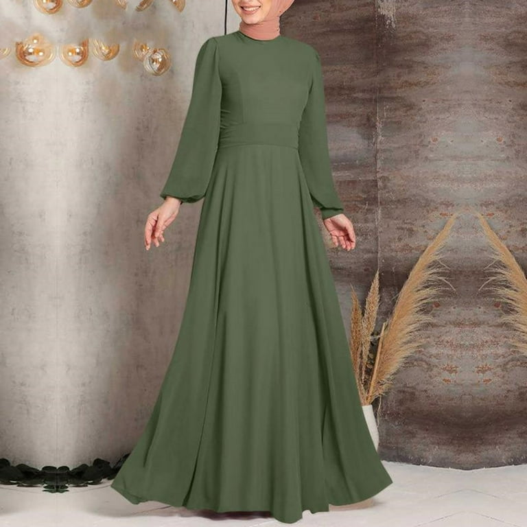 RYDCOT Wedding Guest Dresses for Women Long Sleeve Mock Neck Ruffle Maxi  Dress Long Flowy Dress for Church Prayer Robe Fall Winter Dresses on  Clearance - Walmart.com