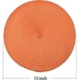 thumbnail image 2 of Juego de 6 manteles individuales redondos trenzados para mesas de comedor, tejidos naturales, resistentes al calor, color naranja, 2 of 4