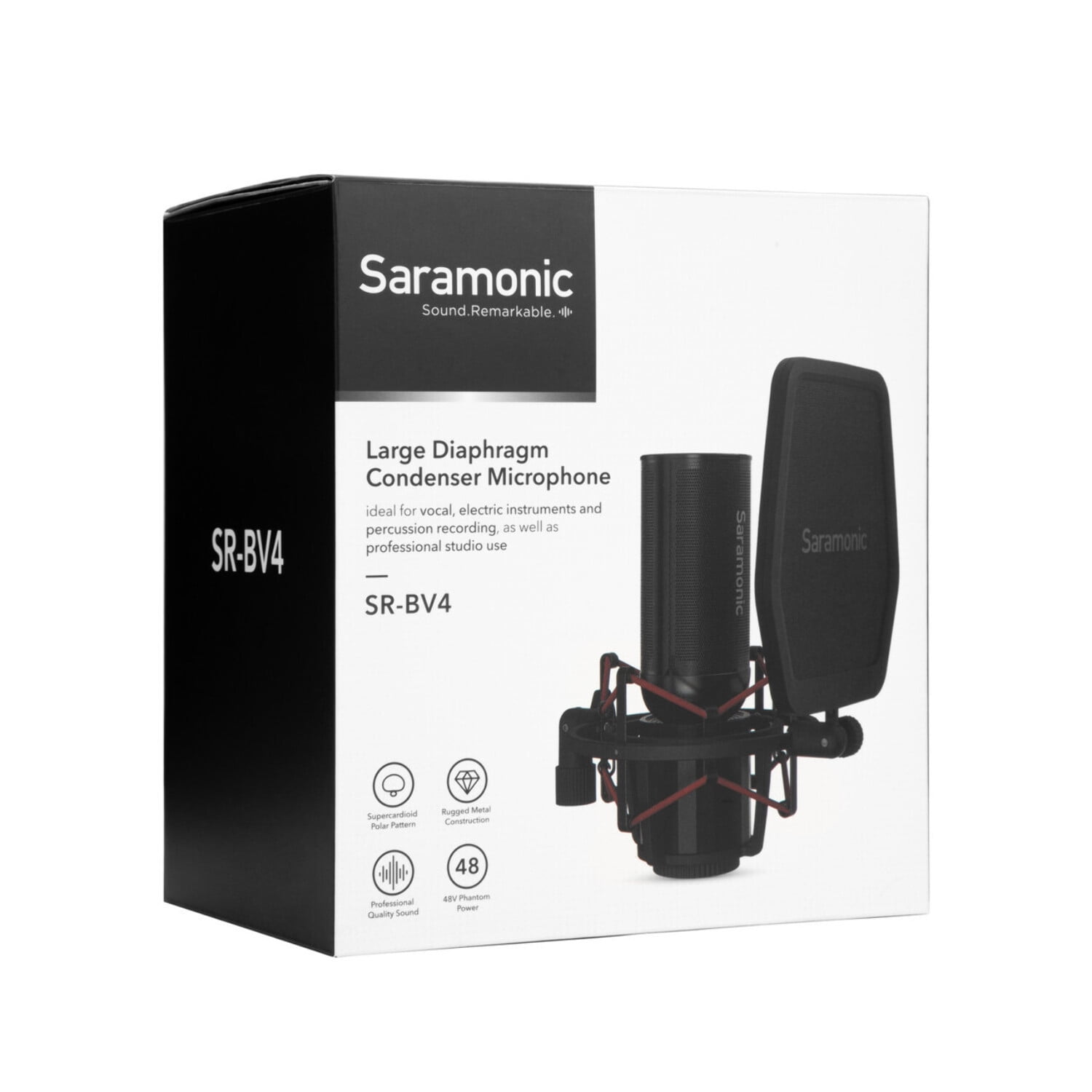 Saramonic SR-BV4 Supercardioid Large-Diaphragm Condenser Microphone with Shock Mount & Pop Filter