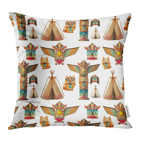 BSDHOME Animal with Totem Poles Artistic Bird Clip Clip Clipart Craft Culture Pillowcase Cushion Cover 16x16 inch