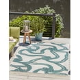thumbnail image 3 of Unique Loom Outdoor Coastal Collection Area Rug - Tethered (9' x 12' Rectangle Ivory/Navy Blue), 3 of 9